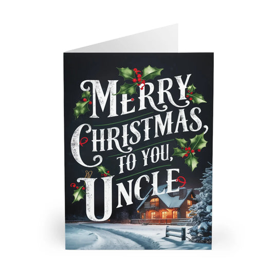 front Christmas Card Merry Christmas To You Uncle Winter Scene