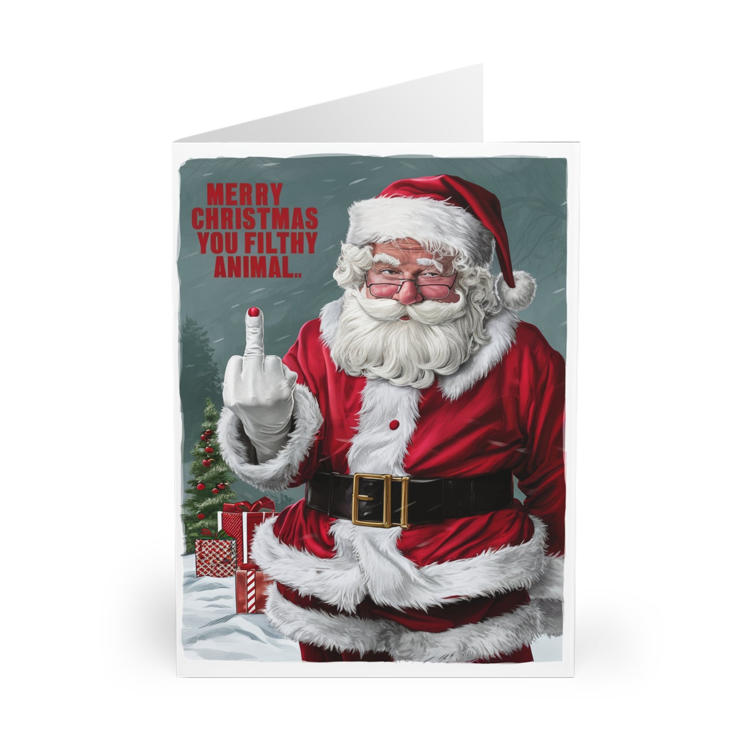 Christmas Card Rude Santa Merry Christmas You Filthy Animal front