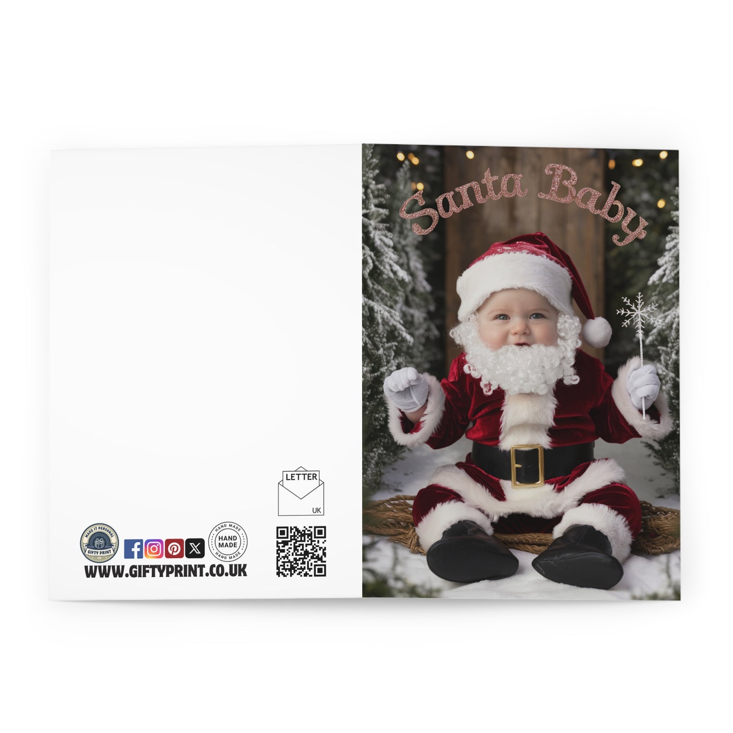 Christmas Card Santa Baby Cute Baby Christmas Card open