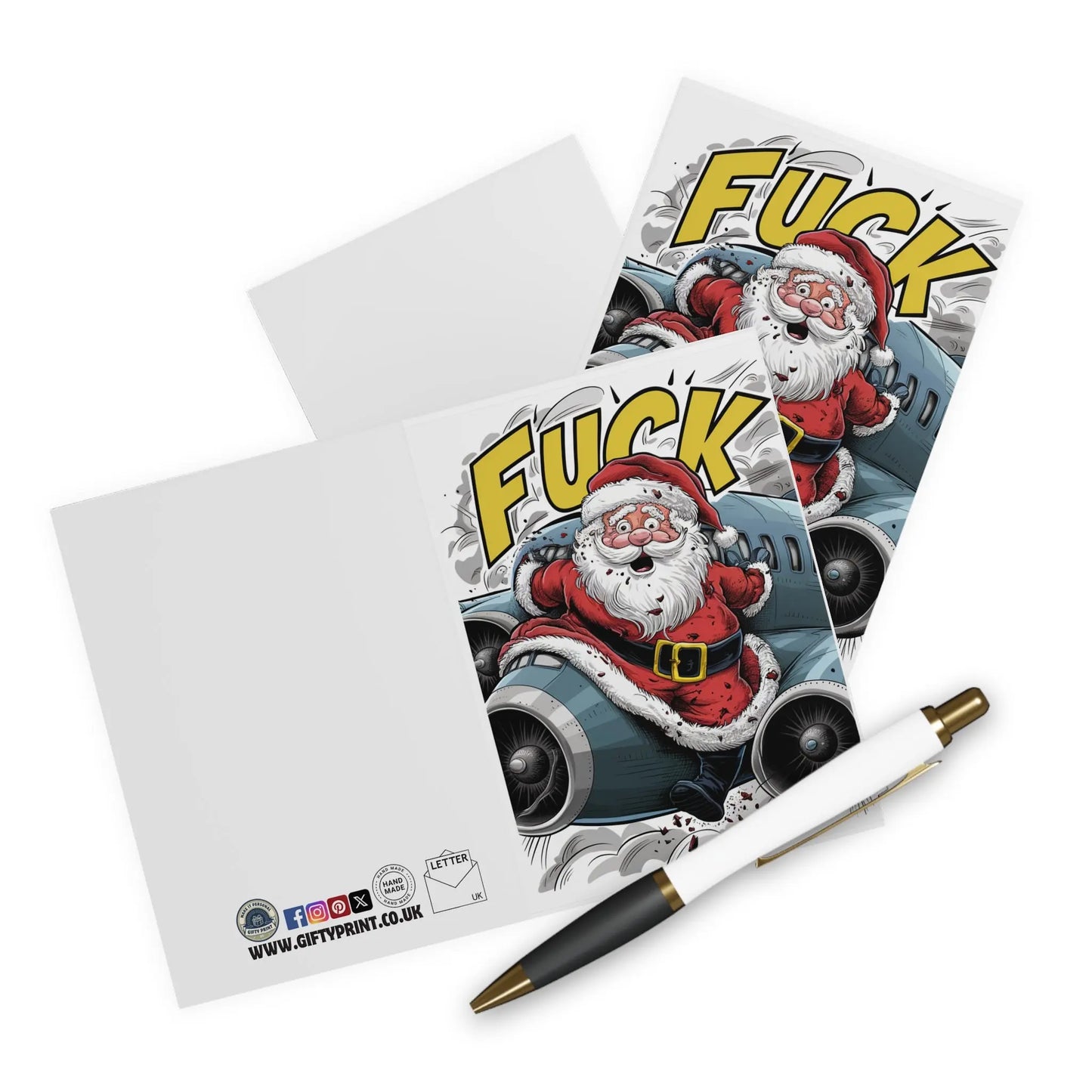 context view of Christmas Card Funny Santa Hit By Jumbo Jet Plane