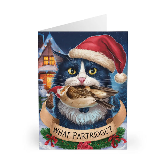 front of Christmas Card Cat What Partridge?