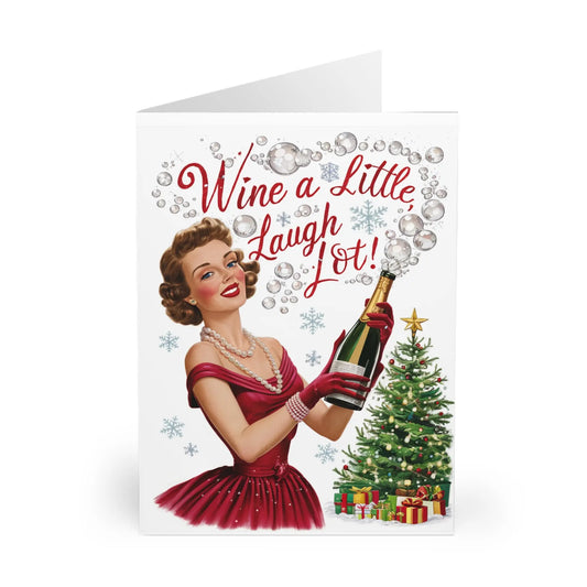 front of Christmas Card Wine A Little Laugh A Lot