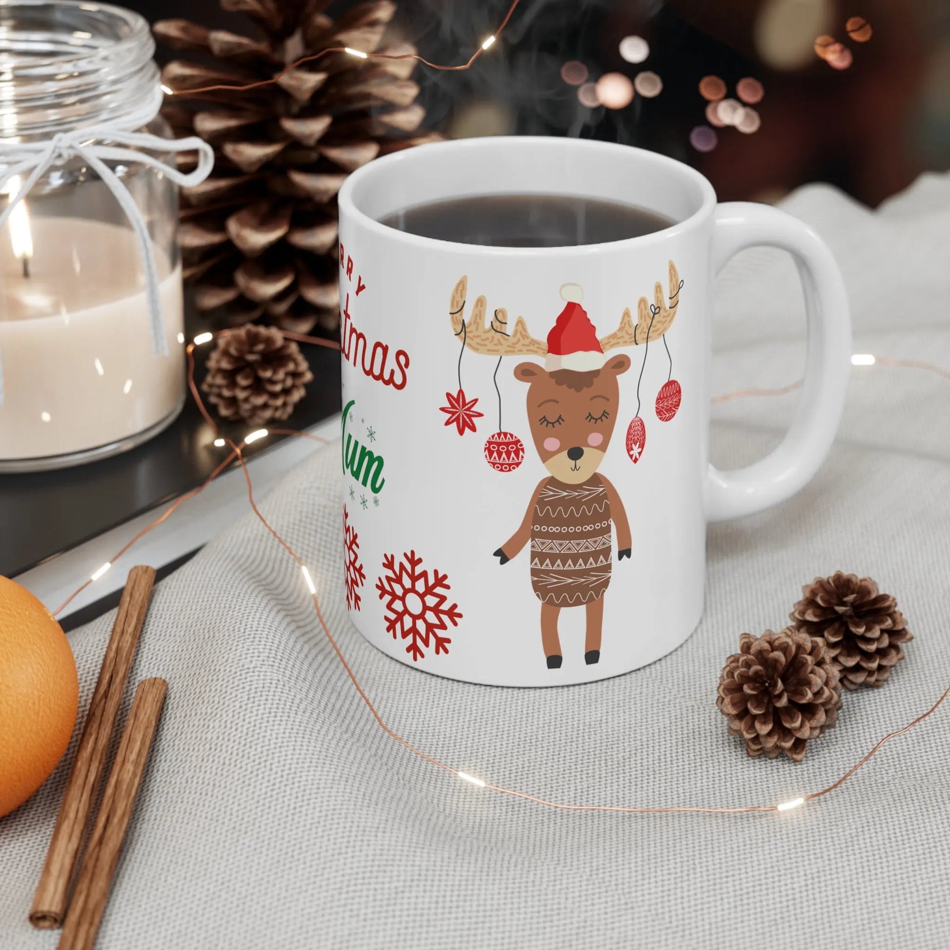 context View Christmas Mug Merry Christmas Mum Reindeer