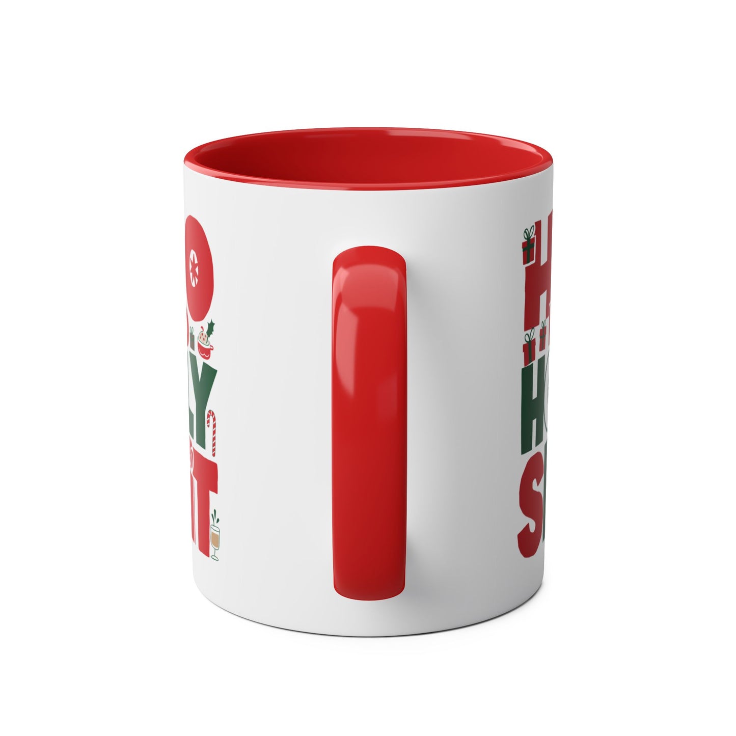 Handle Christmas Red Mug Ho Ho Holy Shit