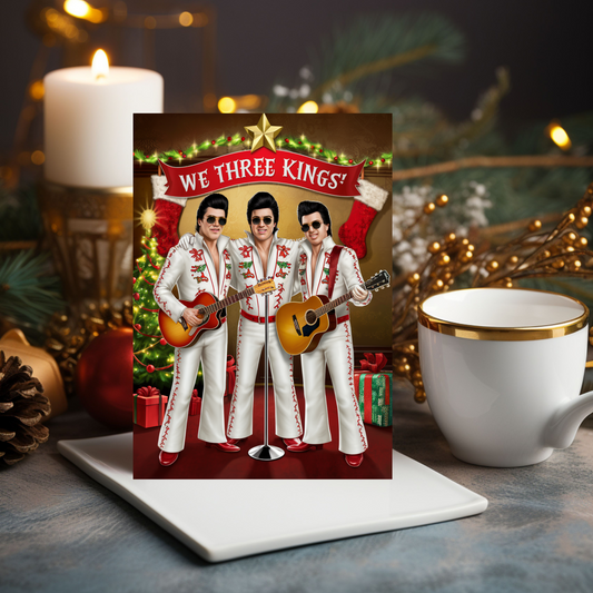 Funny Christmas Card We Three Kings Elvis Guitars