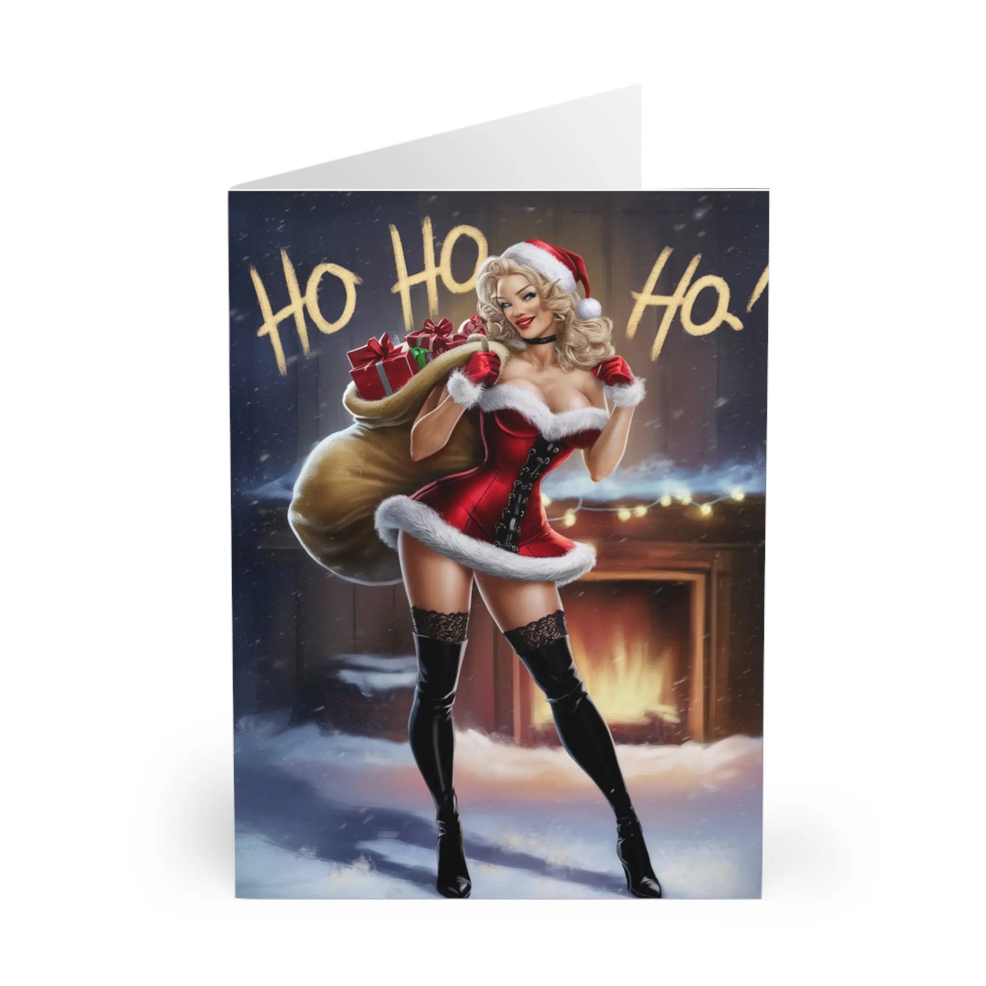 front Christmas Cards Saucy Lady Santa Ho Ho Ho