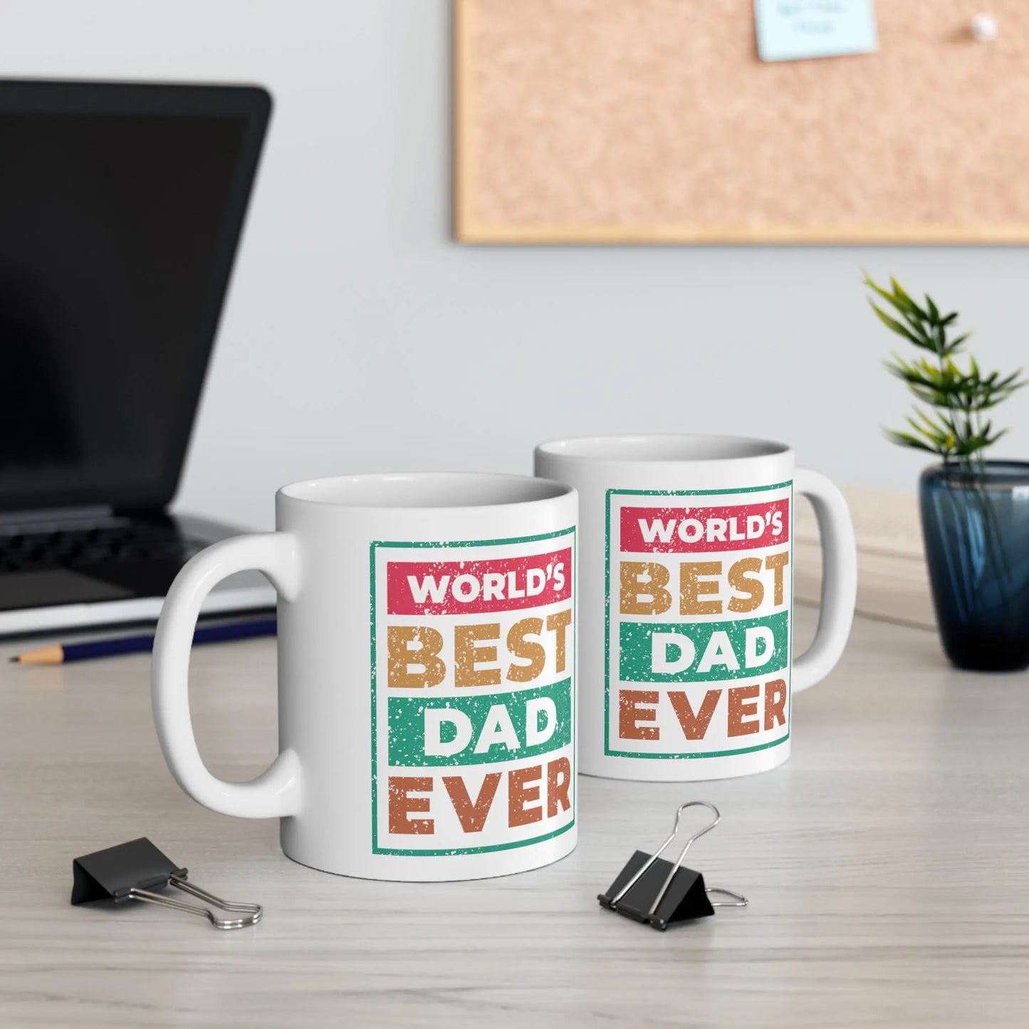 Sides View Of Fathers Day Mug Colour Blocks Best Dad Ever