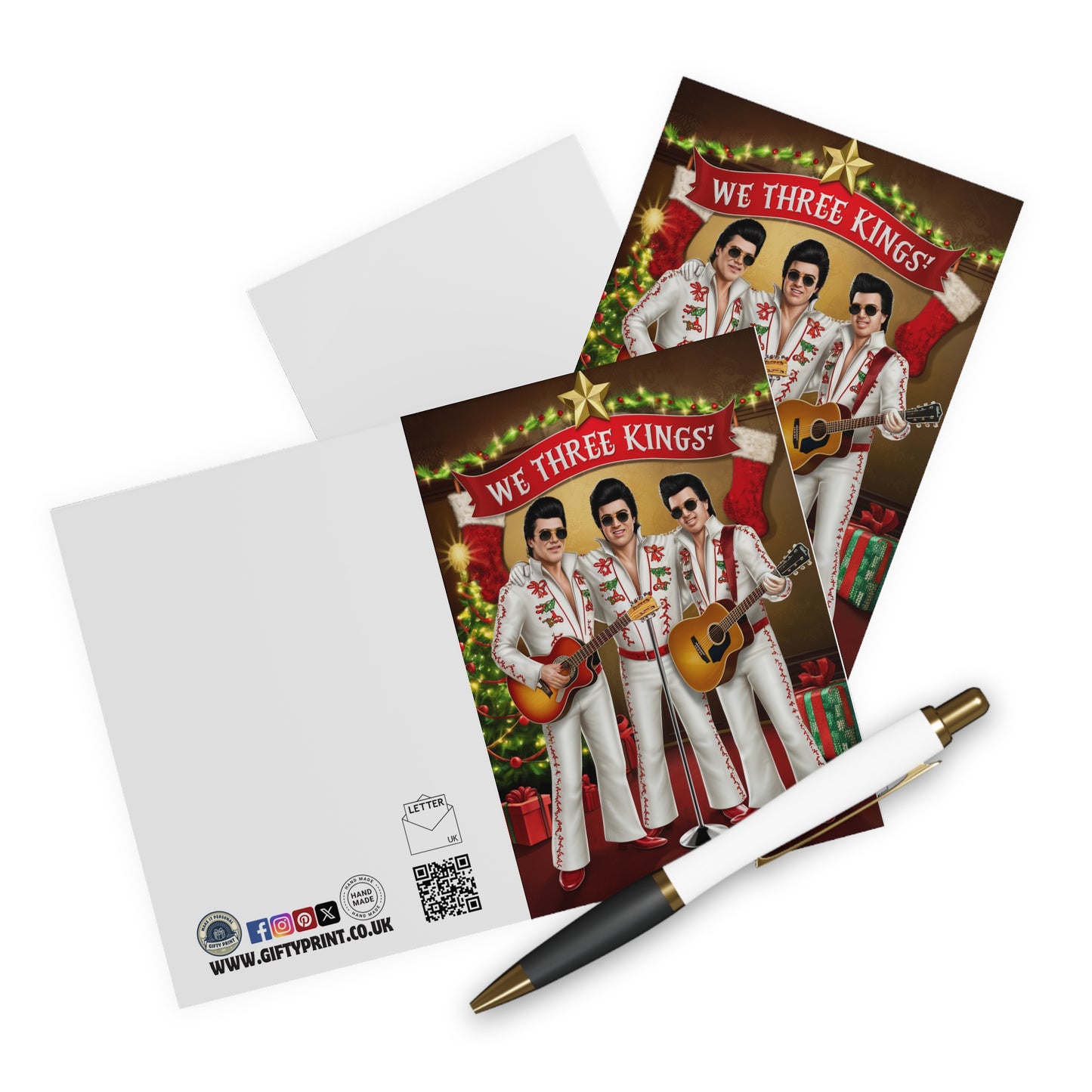 Funny Christmas Card We Three Kings Elvis Guitars context