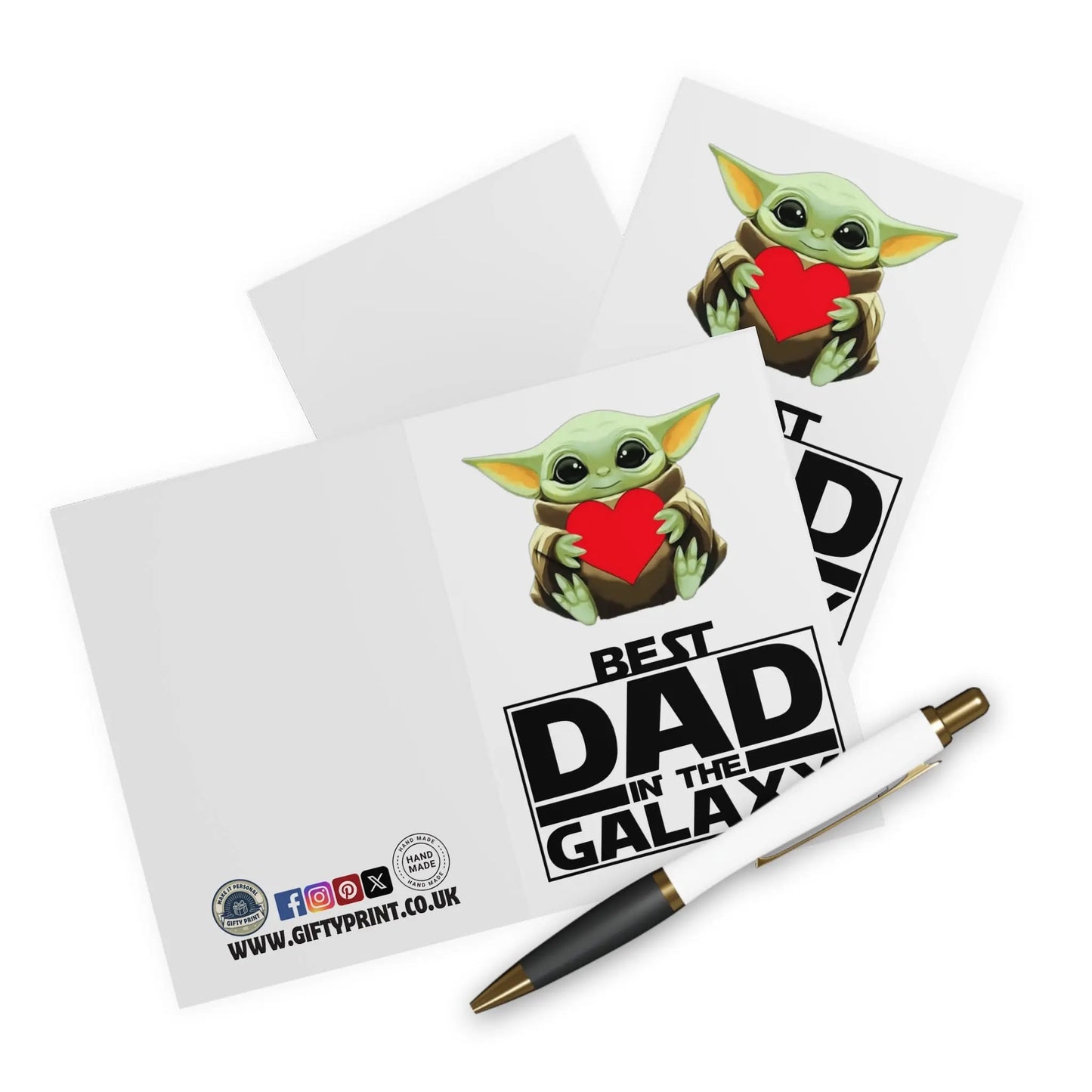 open view Fathers Day Card Baby Yoda Best Dad In The Galaxy