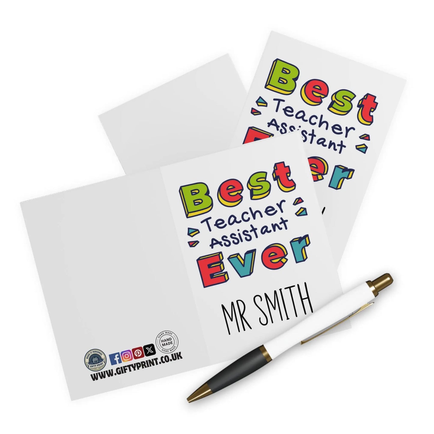 With pen view of Personalised Teaching Assistant Cards Best Ever