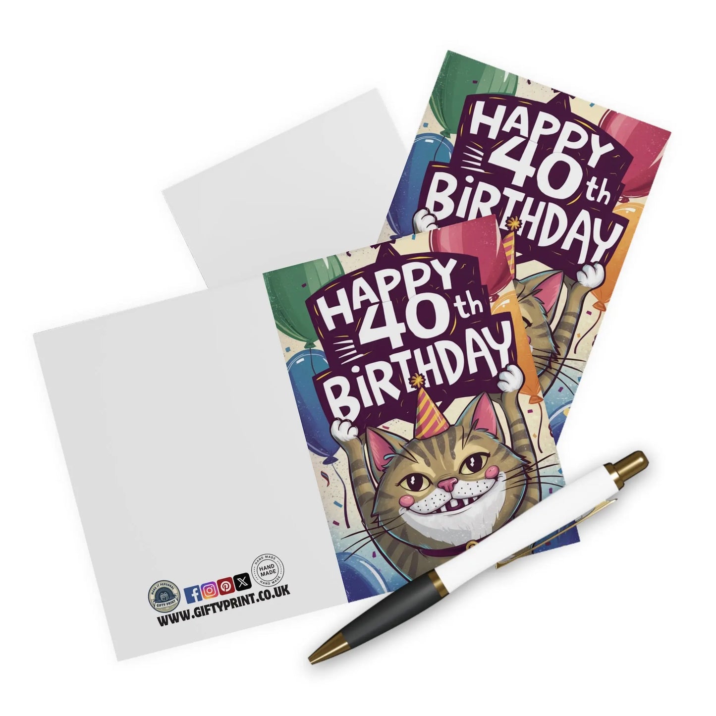 context view of Happy 40th Birthday Card Cute Funny Cat