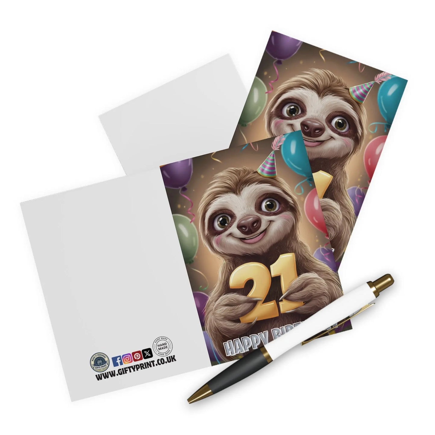 Happy 21st Birthday Card Cute Sloth 30th