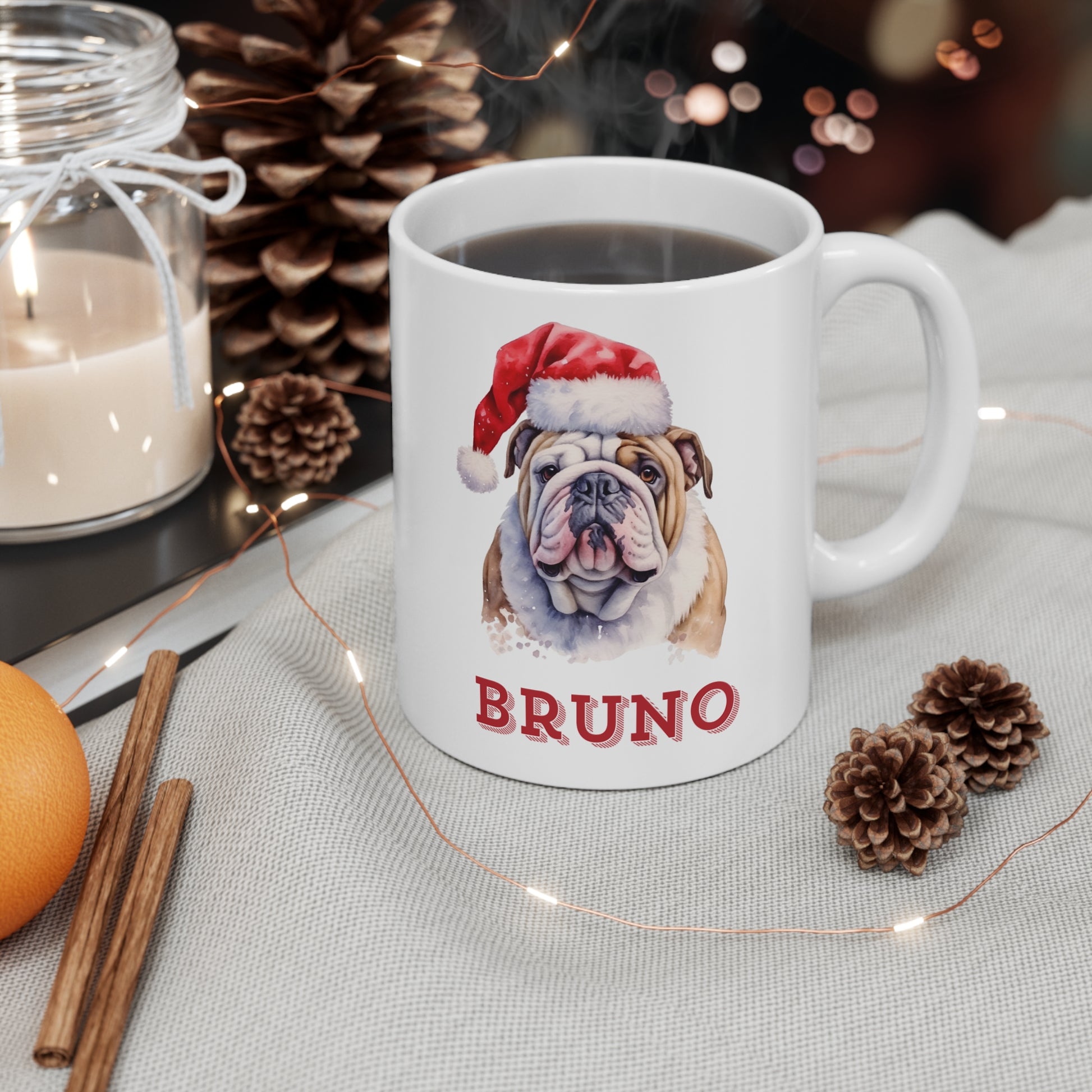 Context Personalised Dog Lovers Bulldog Christmas Gift Mug