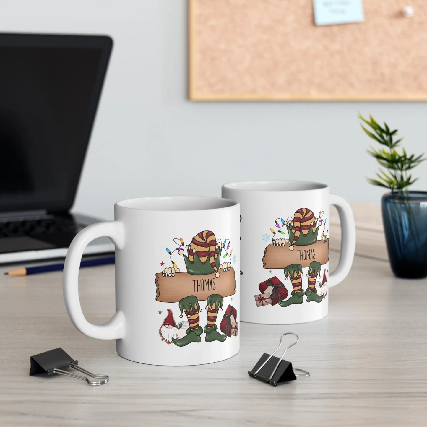 sides Personalised Christmas Mug Elf Sign Mug