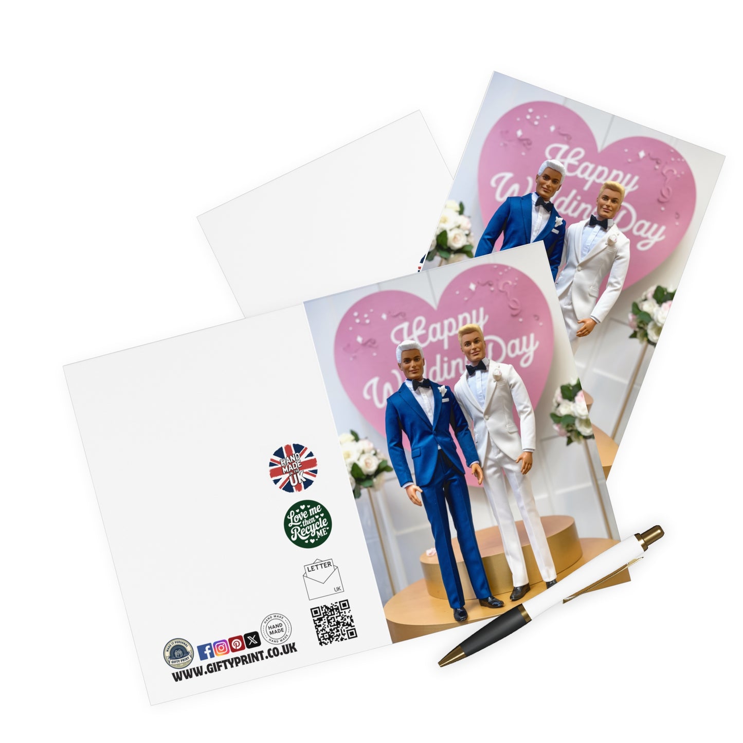 Gay Wedding Card Happy Wedding Day Heart Dolls - Gifty Print