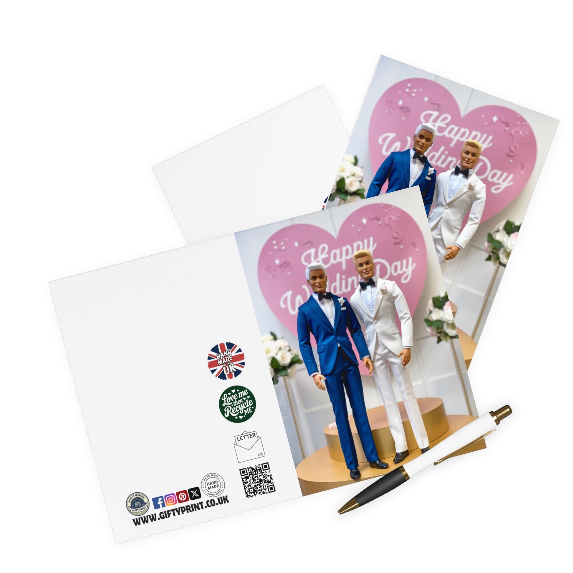 Gay Wedding Card Happy Wedding Day Heart Dolls - Gifty Print