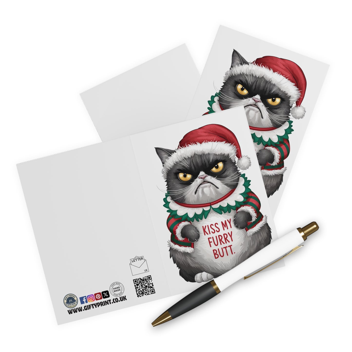 Context Cute Grumpy Cat Kiss My Furry Butt Christmas Card