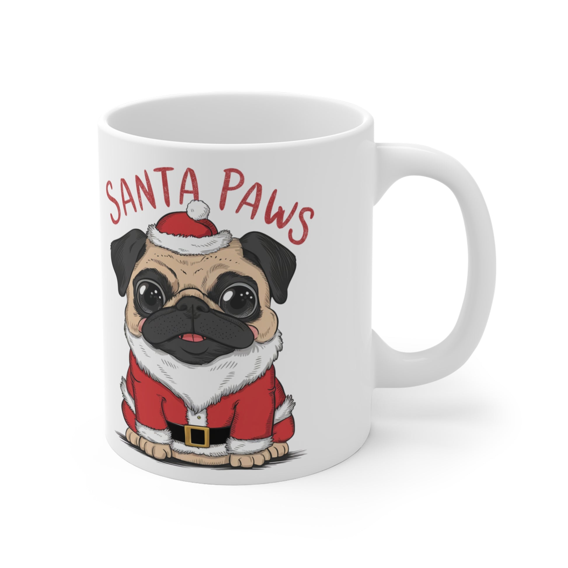 Cute Pug Dog Christmas Mug Santa Paws  right 