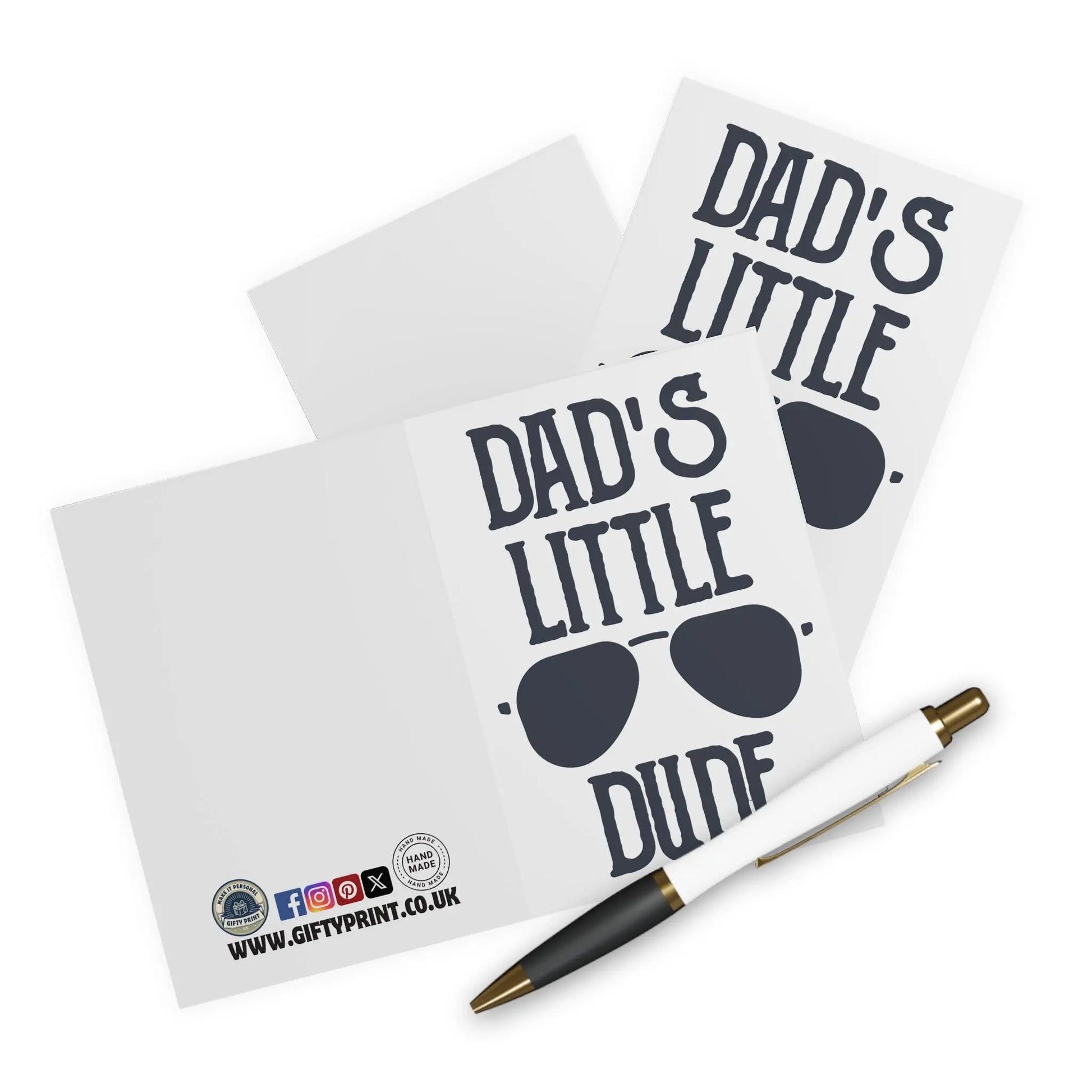 with pen Fathers Day Card Dads Little Dude