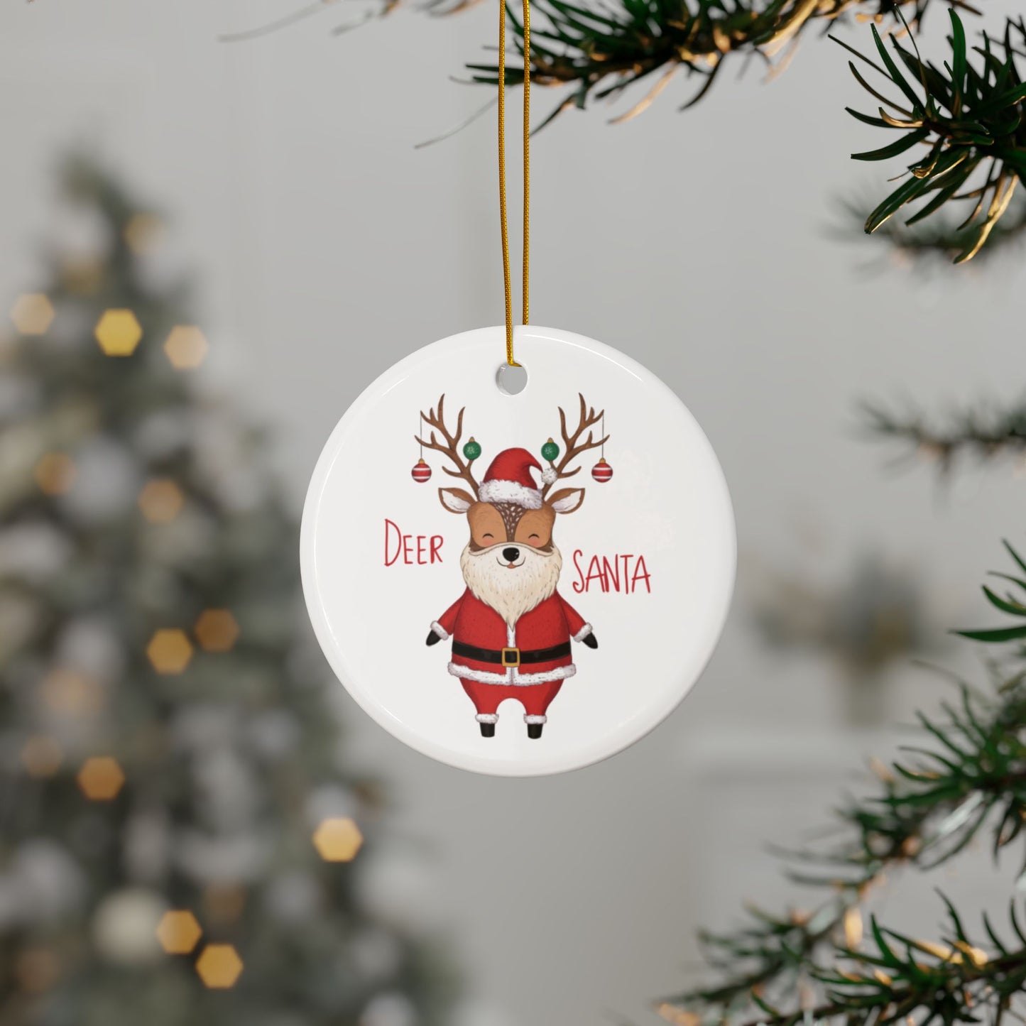 Tree Deer Santa Deer Christmas Tree Ornament