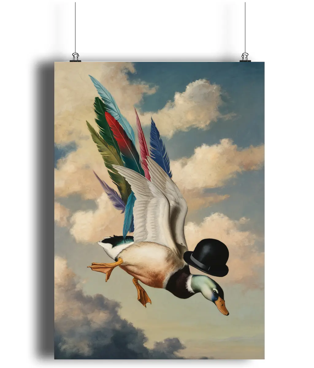 Wall Art Print Dive Bombing Duck In The Clouds