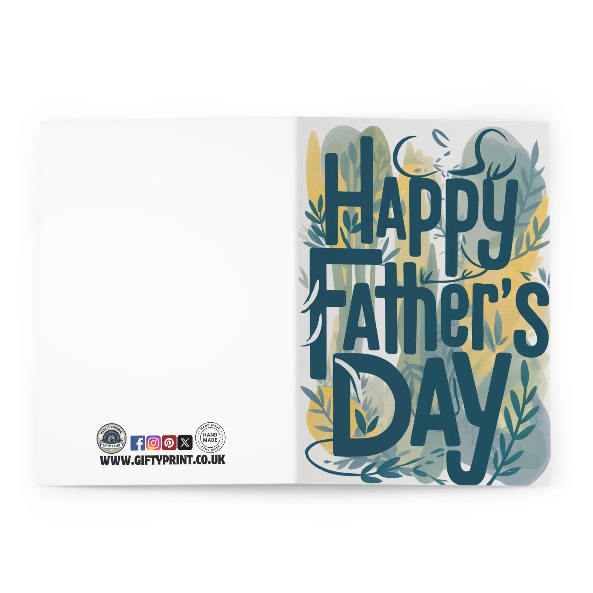 open view Fathers Day Card Happy Fathers Day Foliage