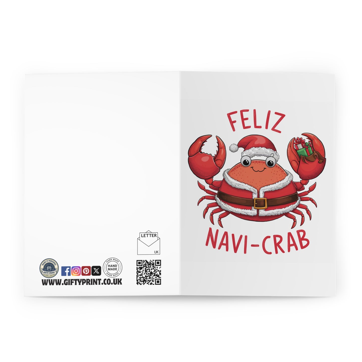 Open Feliz Navi Crab Christmas Card