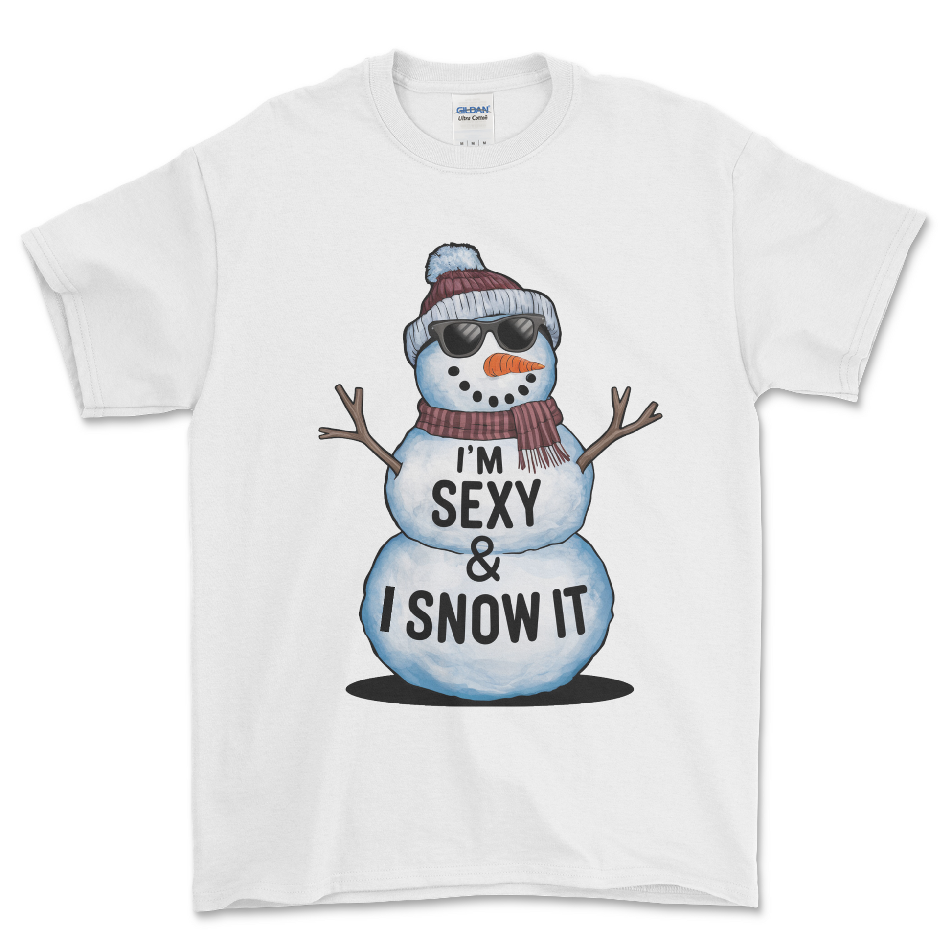 White Christmas T Shirt Snowman I'm Sexy & I Snow It