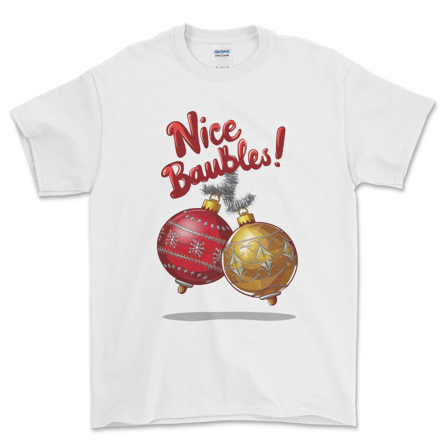 White Christmas T Shirt Nice Baubles