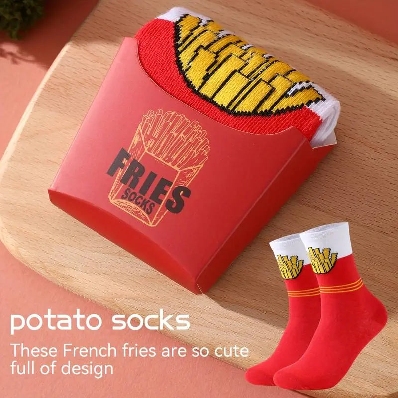 French Fries In A Box Novelty Socks 1 Pair