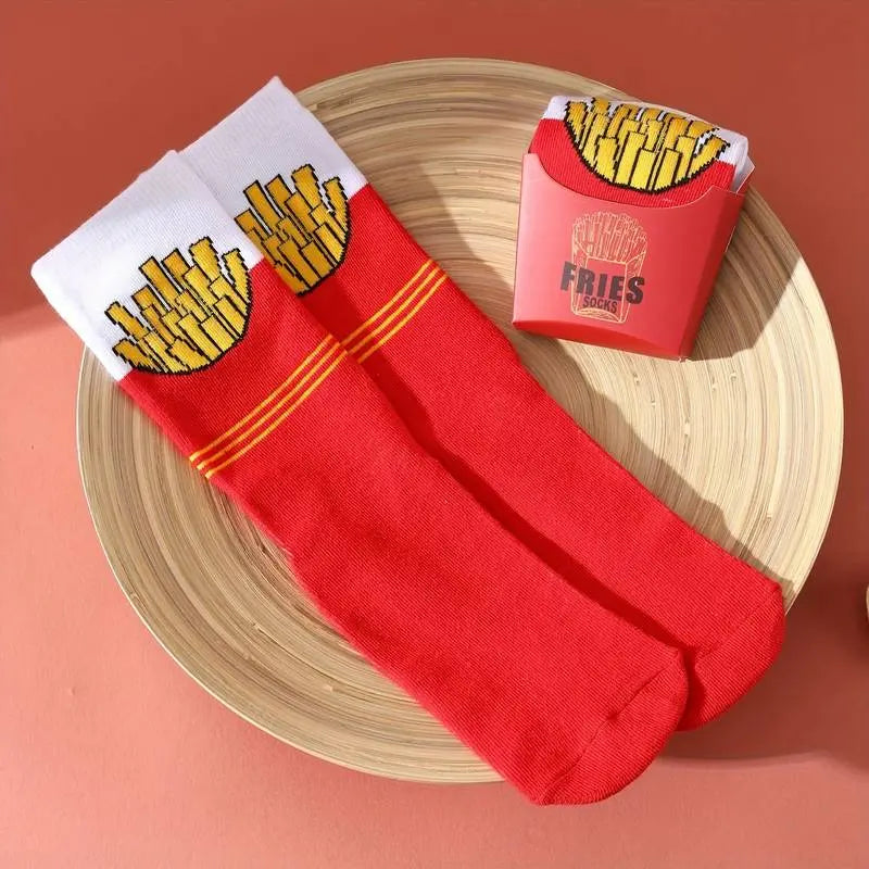 French Fries In A Box Novelty Socks 1 Pair