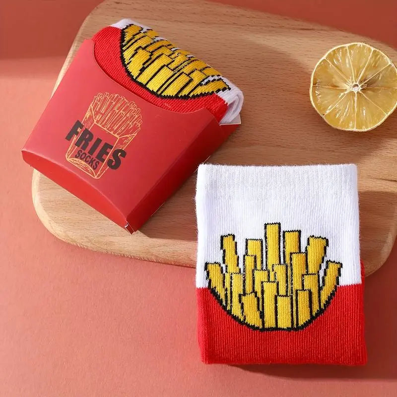 French Fries In A Box Novelty Socks 1 Pair