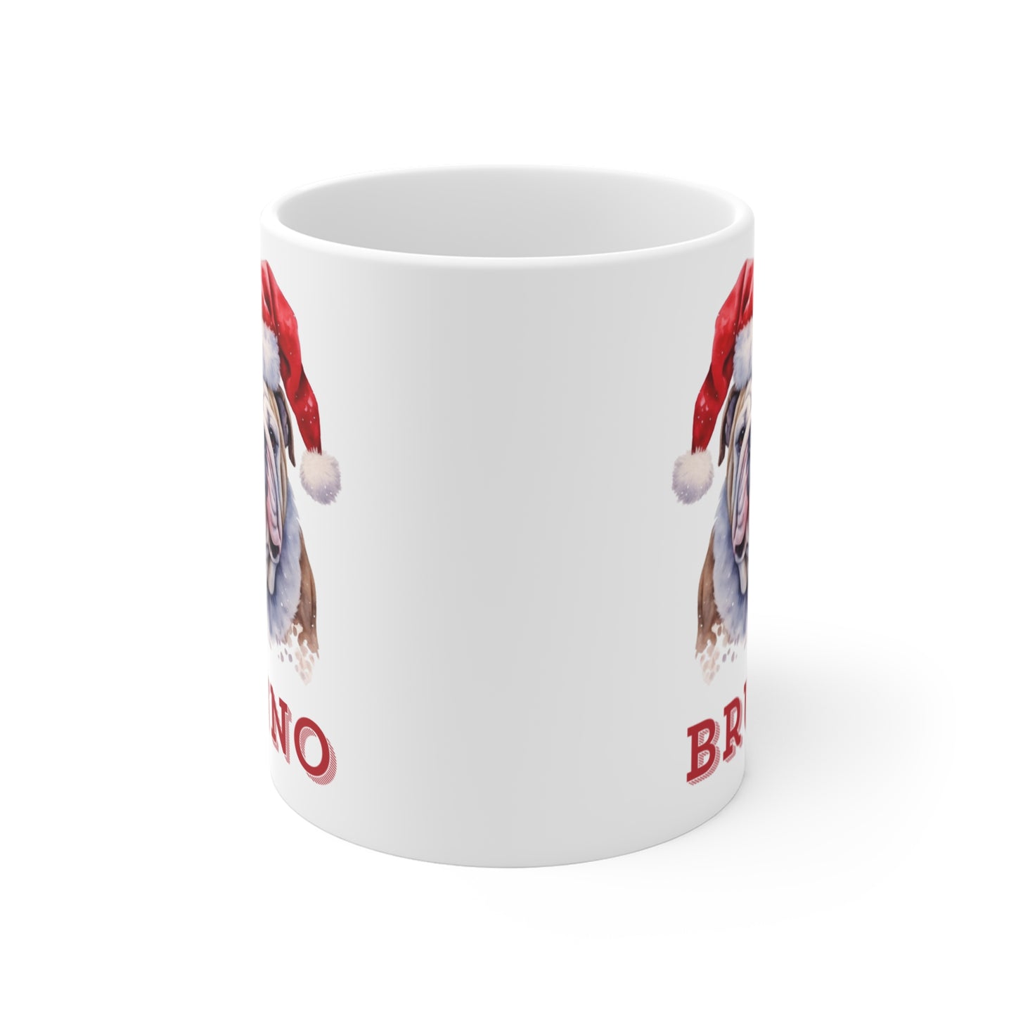 Front Personalised Dog Lovers Bulldog Christmas Gift Mug