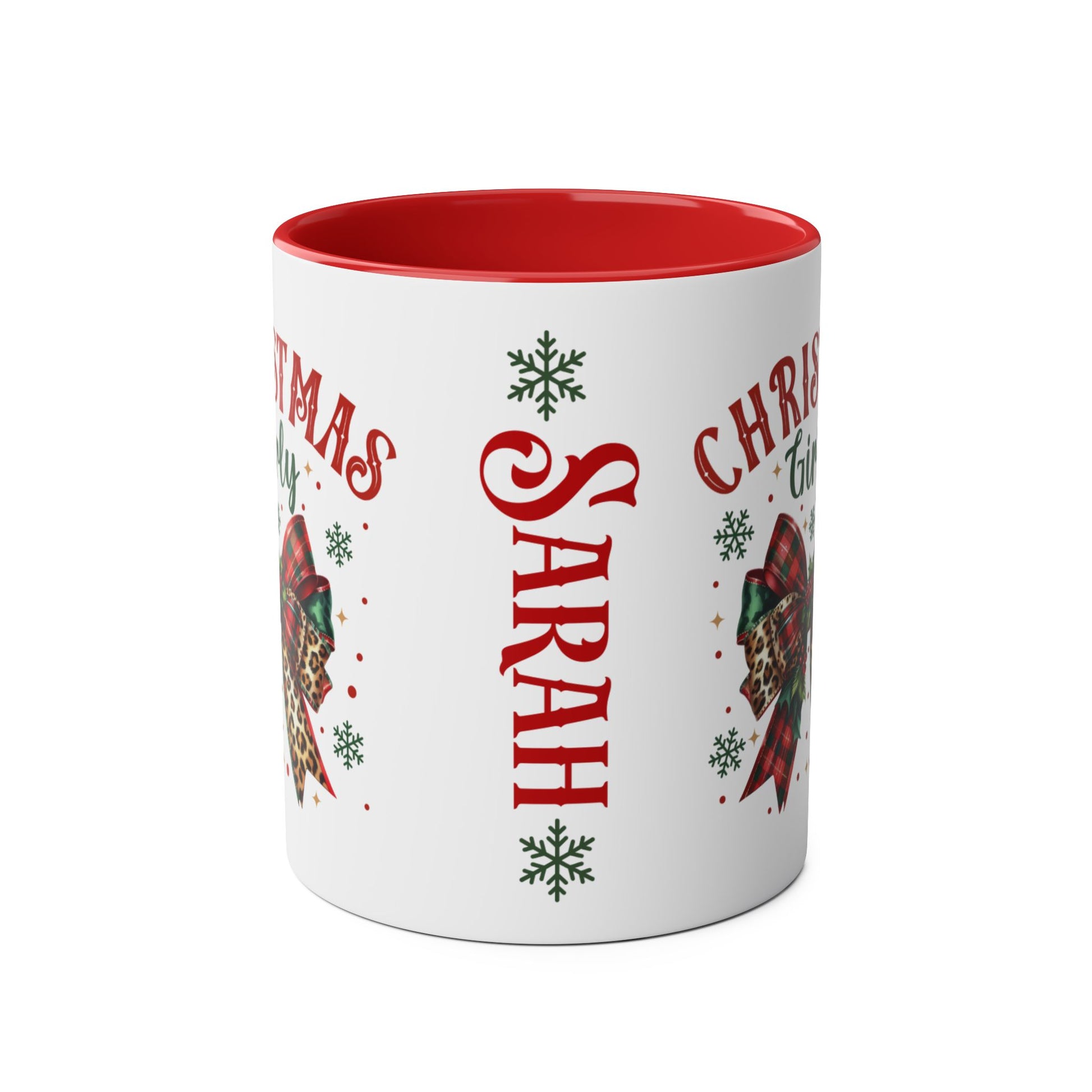 Red Christmas Girly Personalised Christmas Mug f