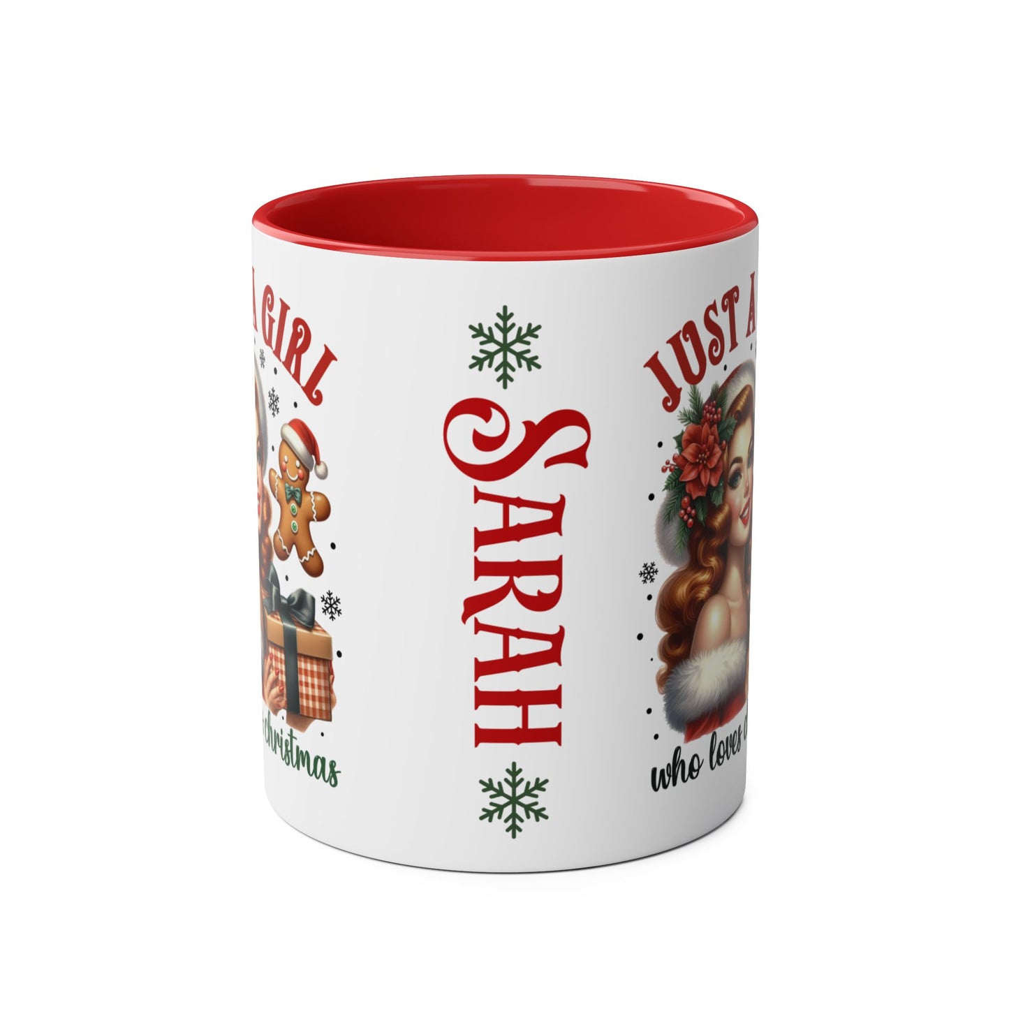 Just A Girl Who Loves Christmas Personalised Red Mug f