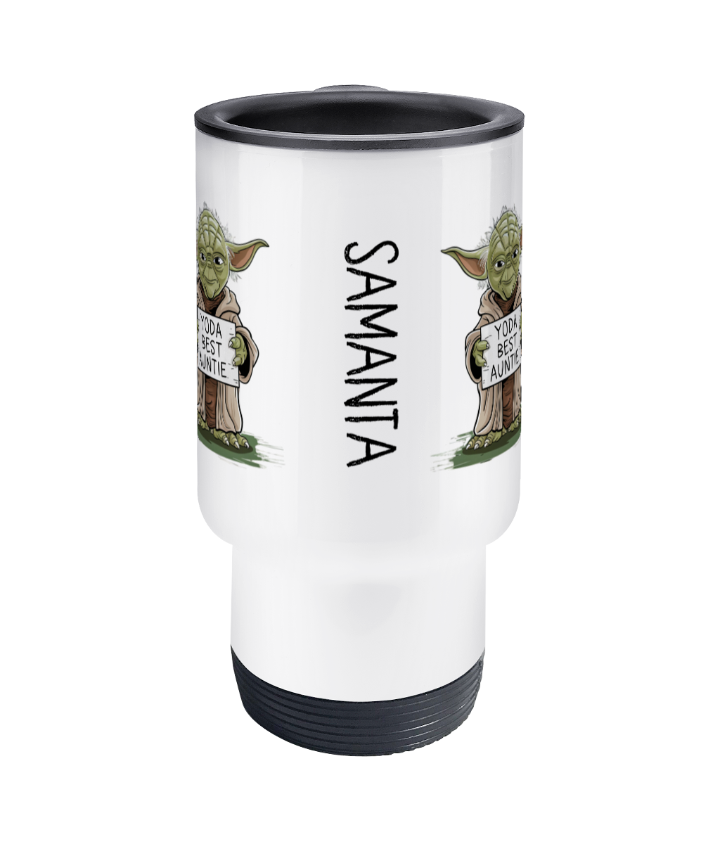 Front Personalised Yoda Best Auntie Travel Coffee Mug