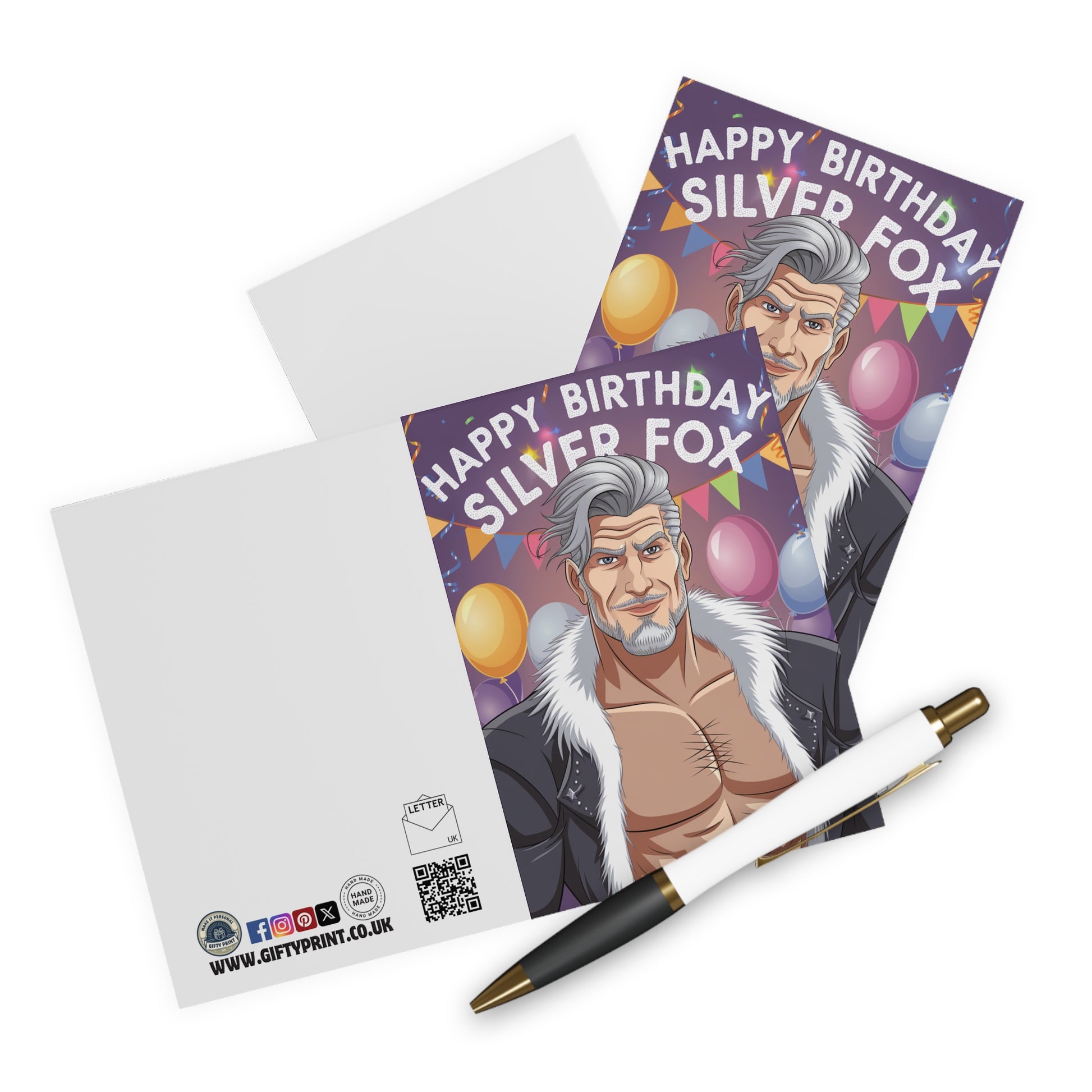 Funny Birthday Card Happy Birthday Silver Fox context