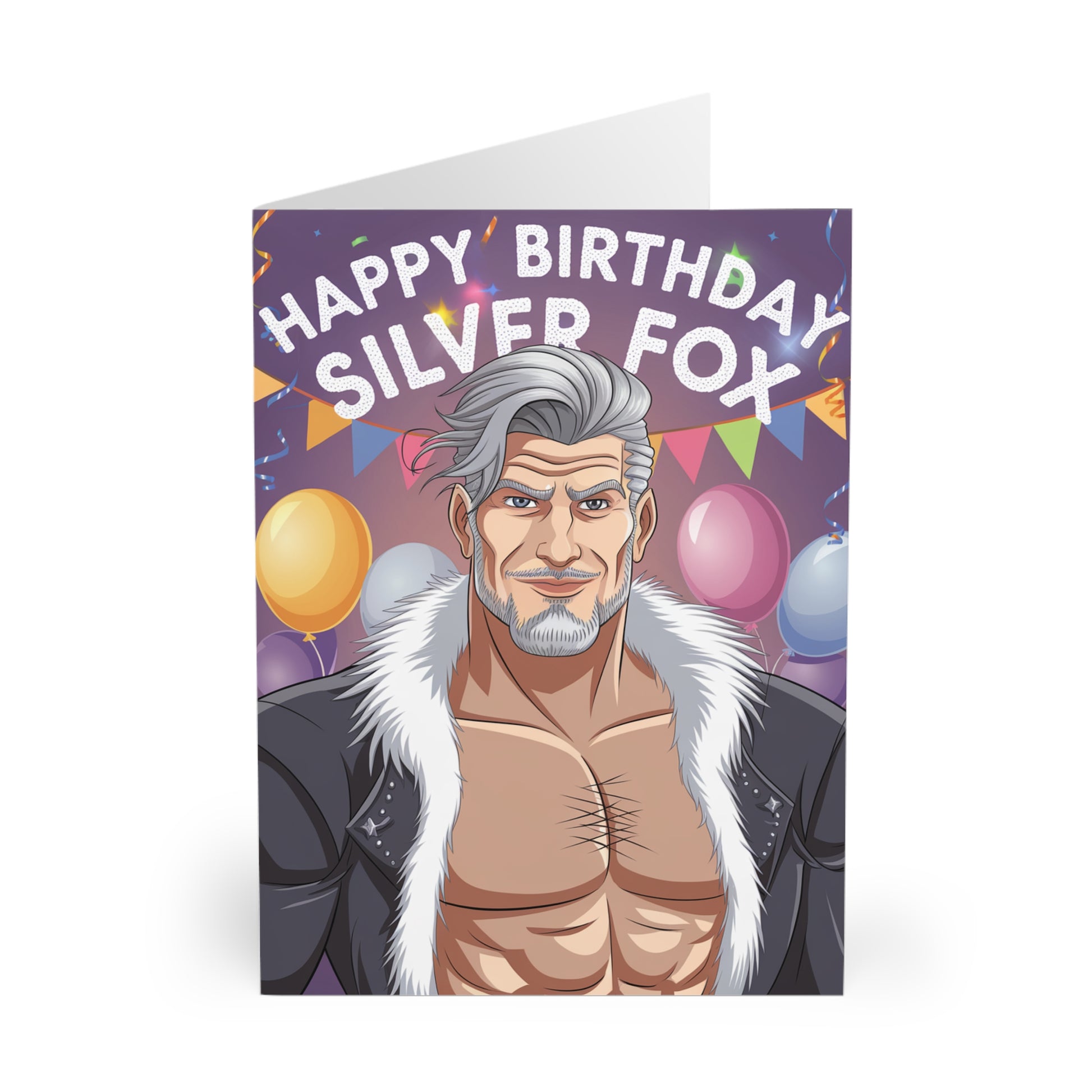 Funny Birthday Card Happy Birthday Silver Fox  front