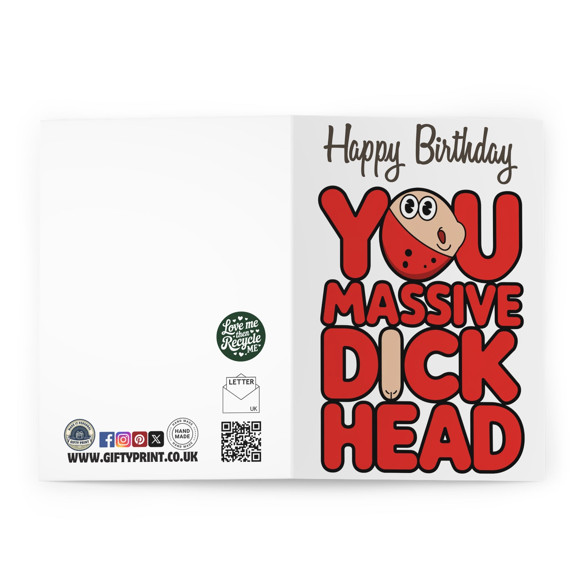 Funny Birthday Card Happy Birthday You Massive Dick Head open