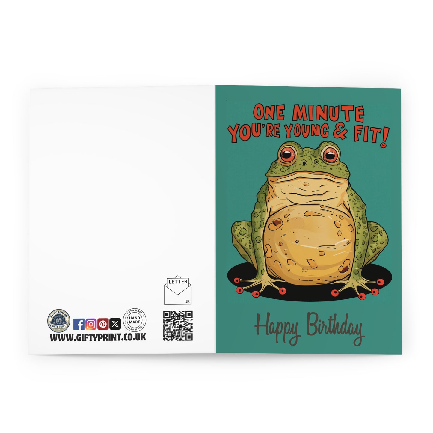 Funny Birthday Card One Minute You're Young & Fit  open 