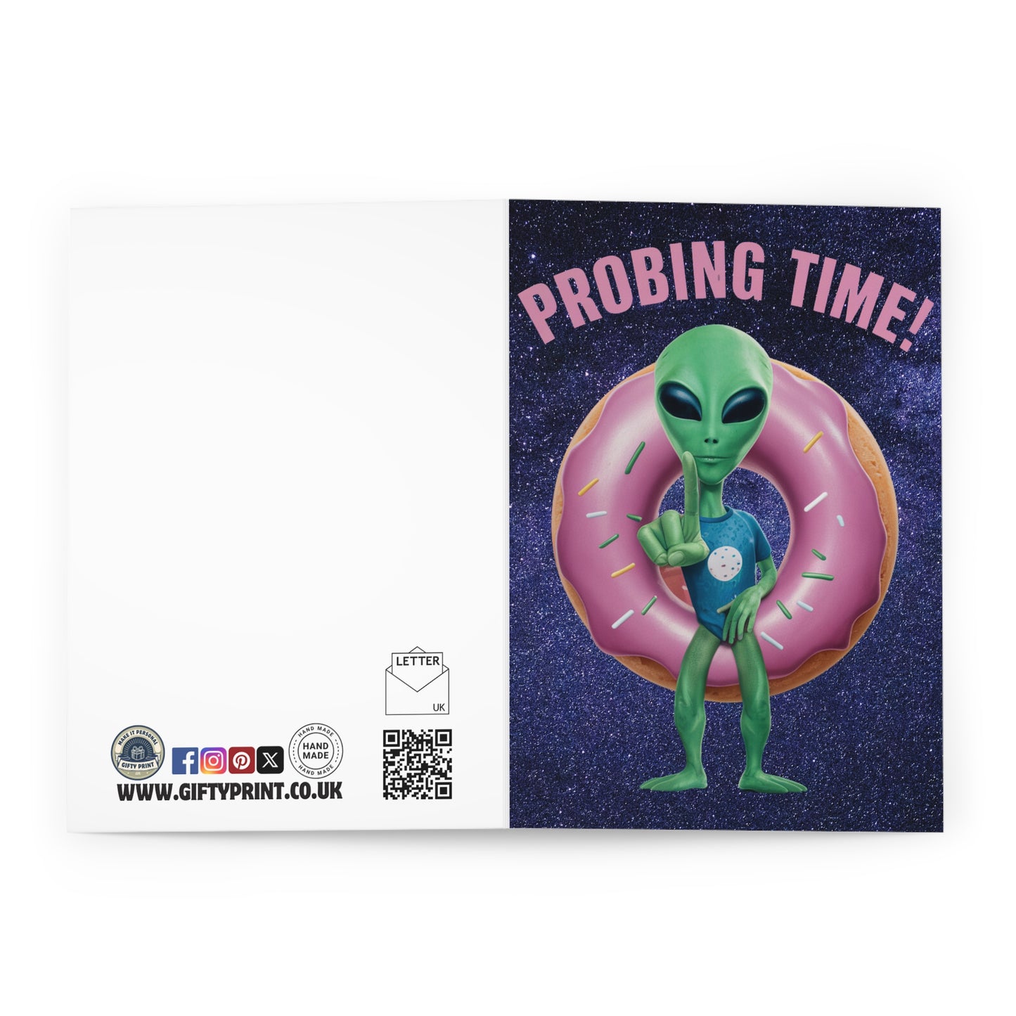 Funny Birthday Card Paul The Alien It's Probing Time open