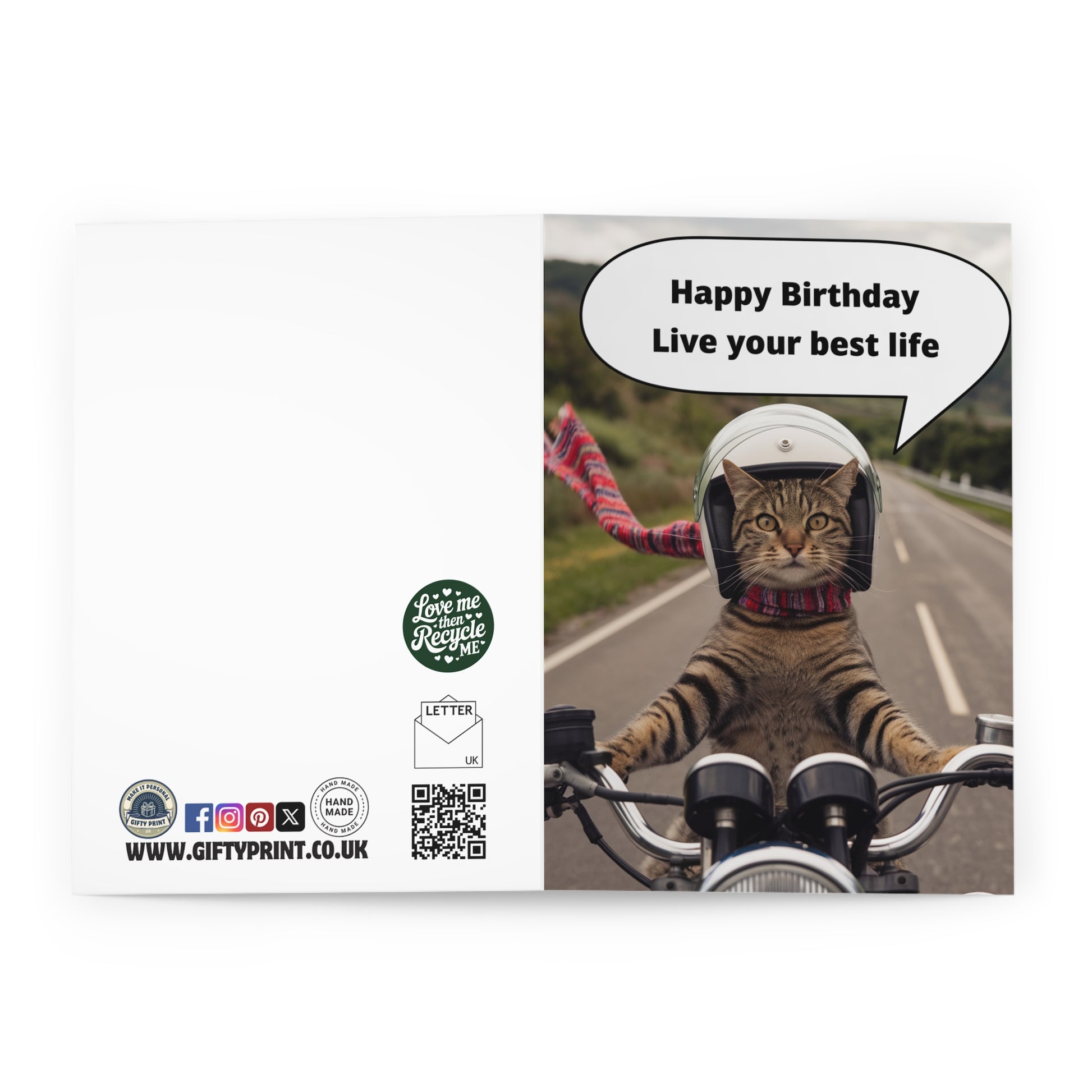 Funny Cat Birthday Card Live Your Best Life open