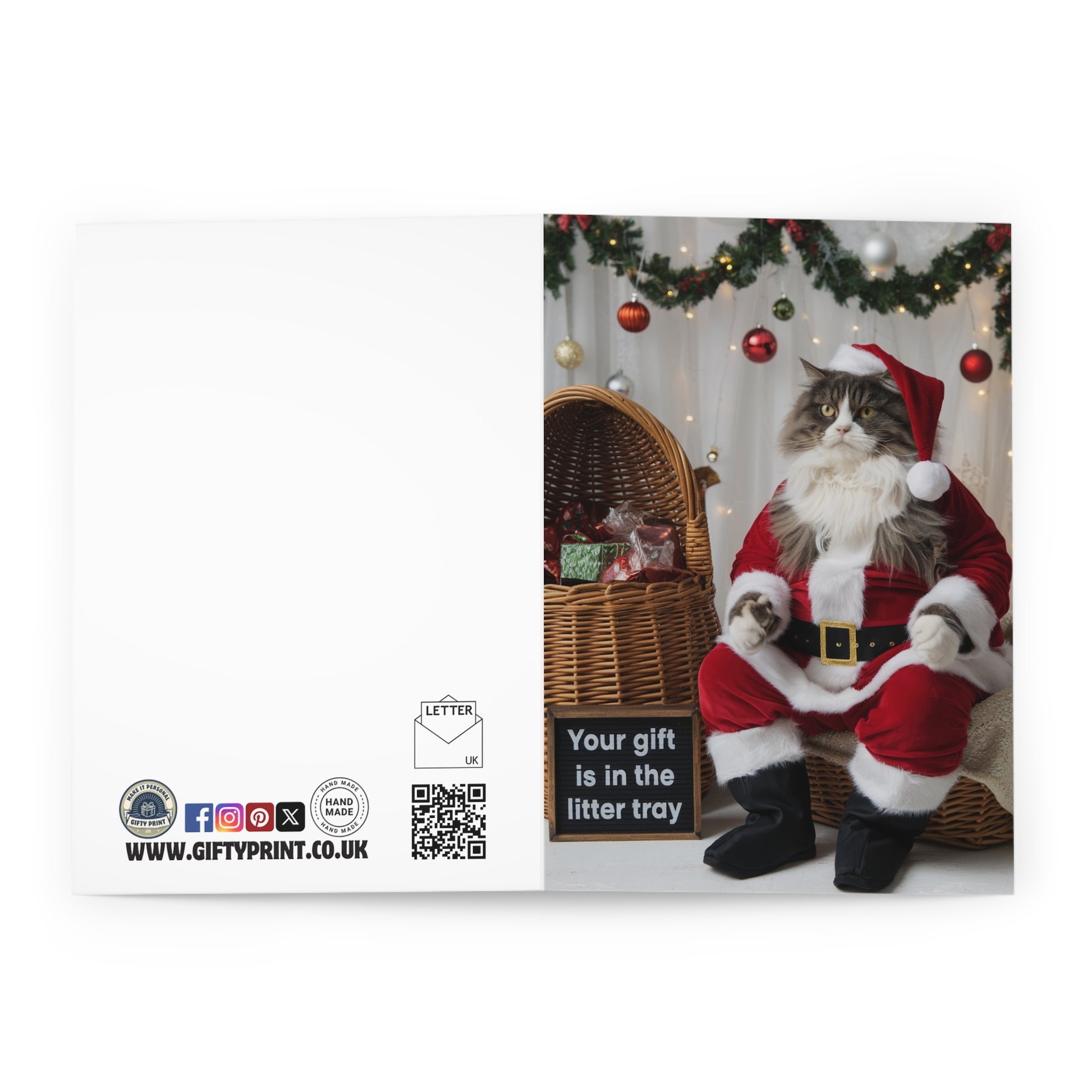 Funny Cat Christmas Card Your Gift Is In The Litter Tray o