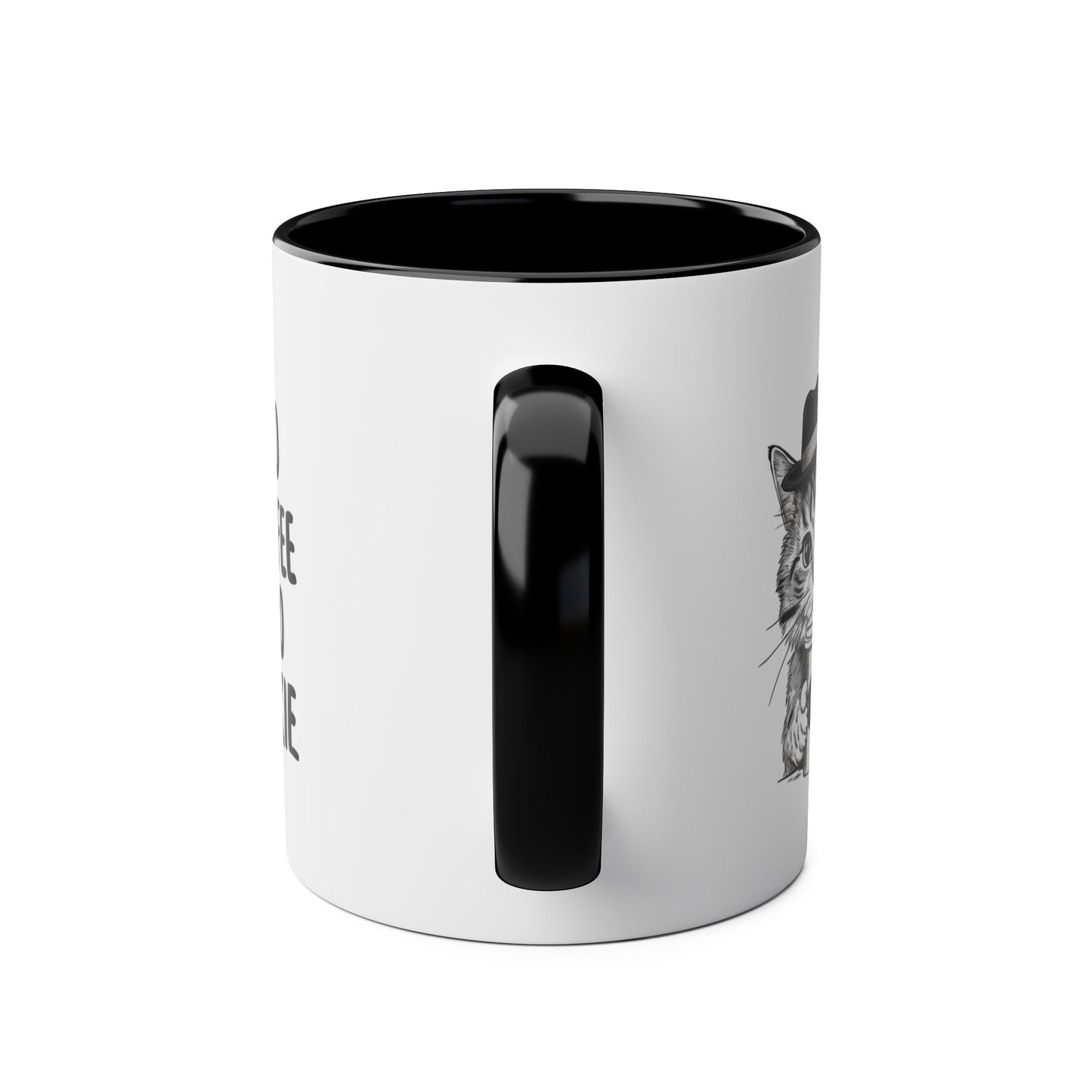 Handle Funny Cat No Coffee No Talkie Black Mug