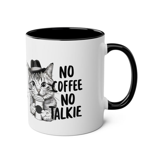 Right Funny Cat No Coffee No Talkie Black Mug