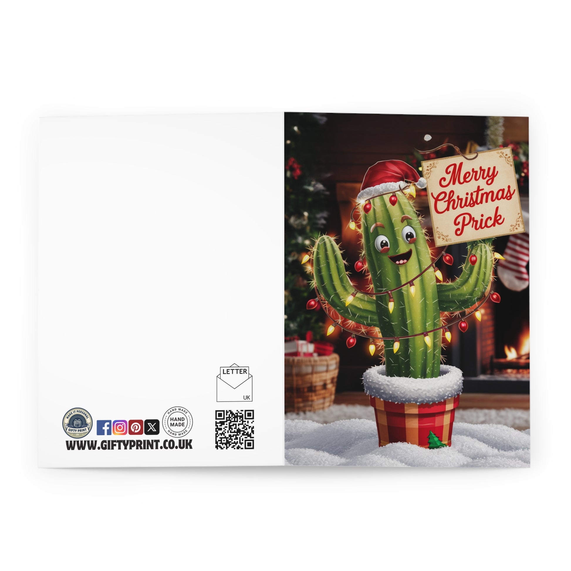 Funny Christmas Card Merry Christmas Prick Cactus open