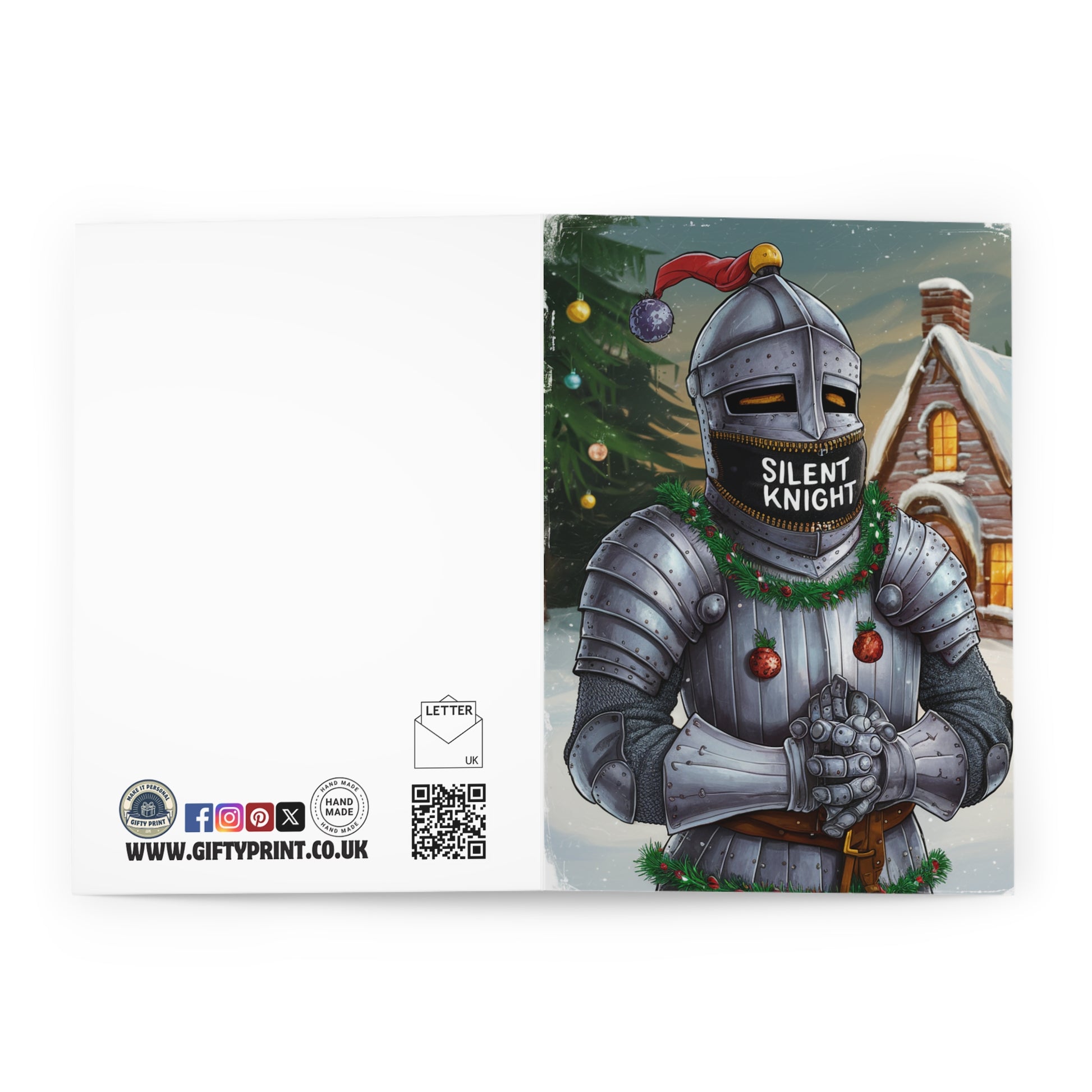 Open Funny Christmas Card Silent Knight 