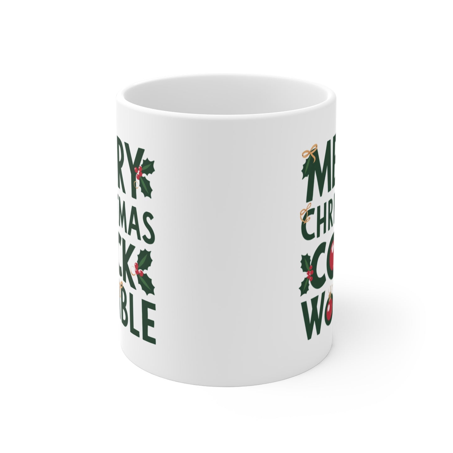 Front Funny Christmas Mug Merry Christmas Cock Womble