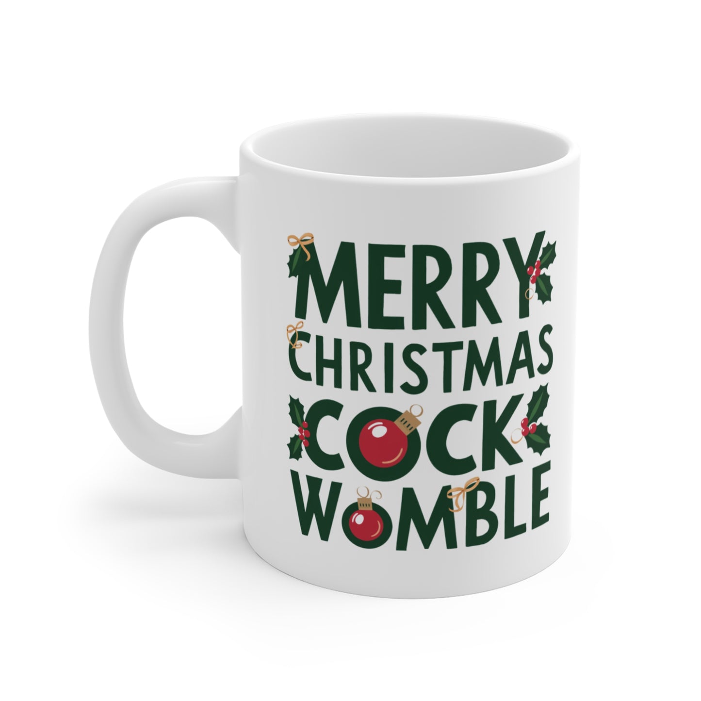 LEft Funny Christmas Mug Merry Christmas Cock Womble