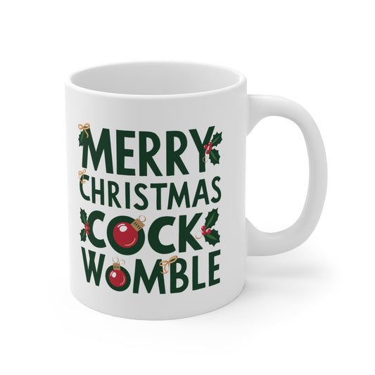 Funny Christmas Mug Merry Christmas Cock Womble right